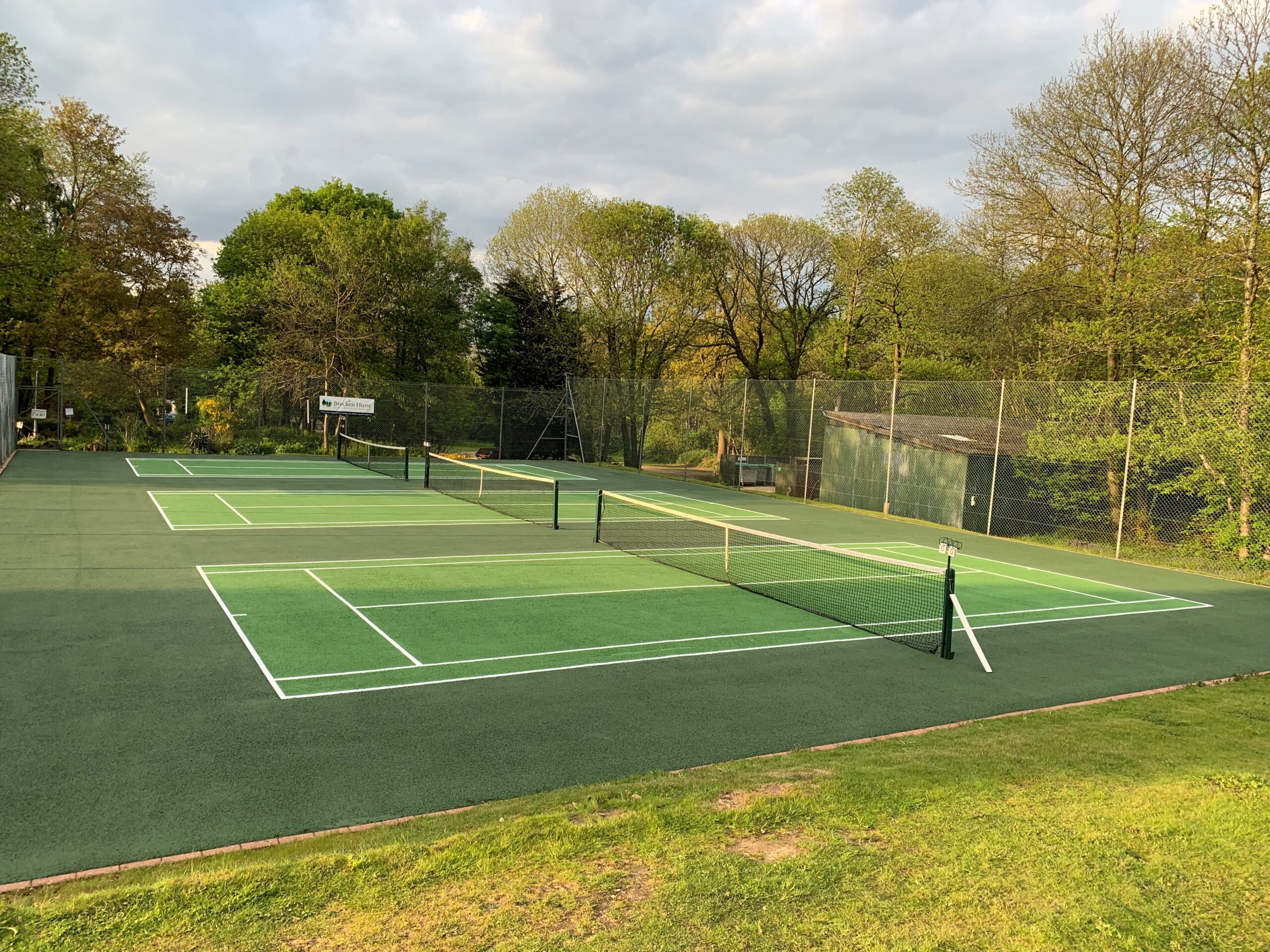 nude sports tennis miniten court at Brocken Hurst naturist park surrounded by forest in orpington Kent